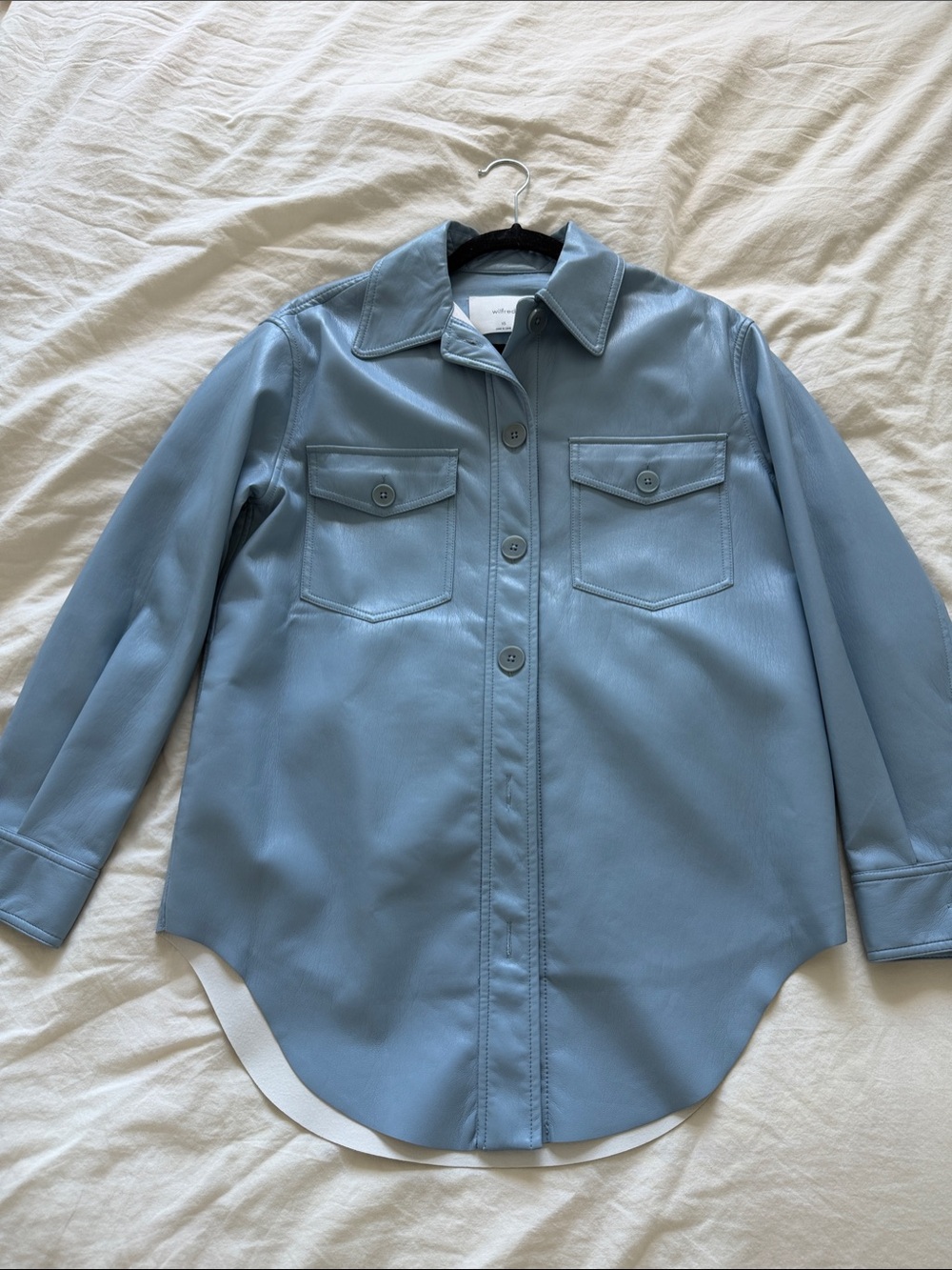 Blue Wilfred Vegan Leather Shirt Jacket